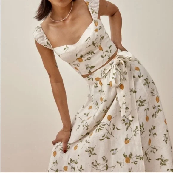 Reformation Clyde In Citron 2 Piece Set - Picture 2 of 7